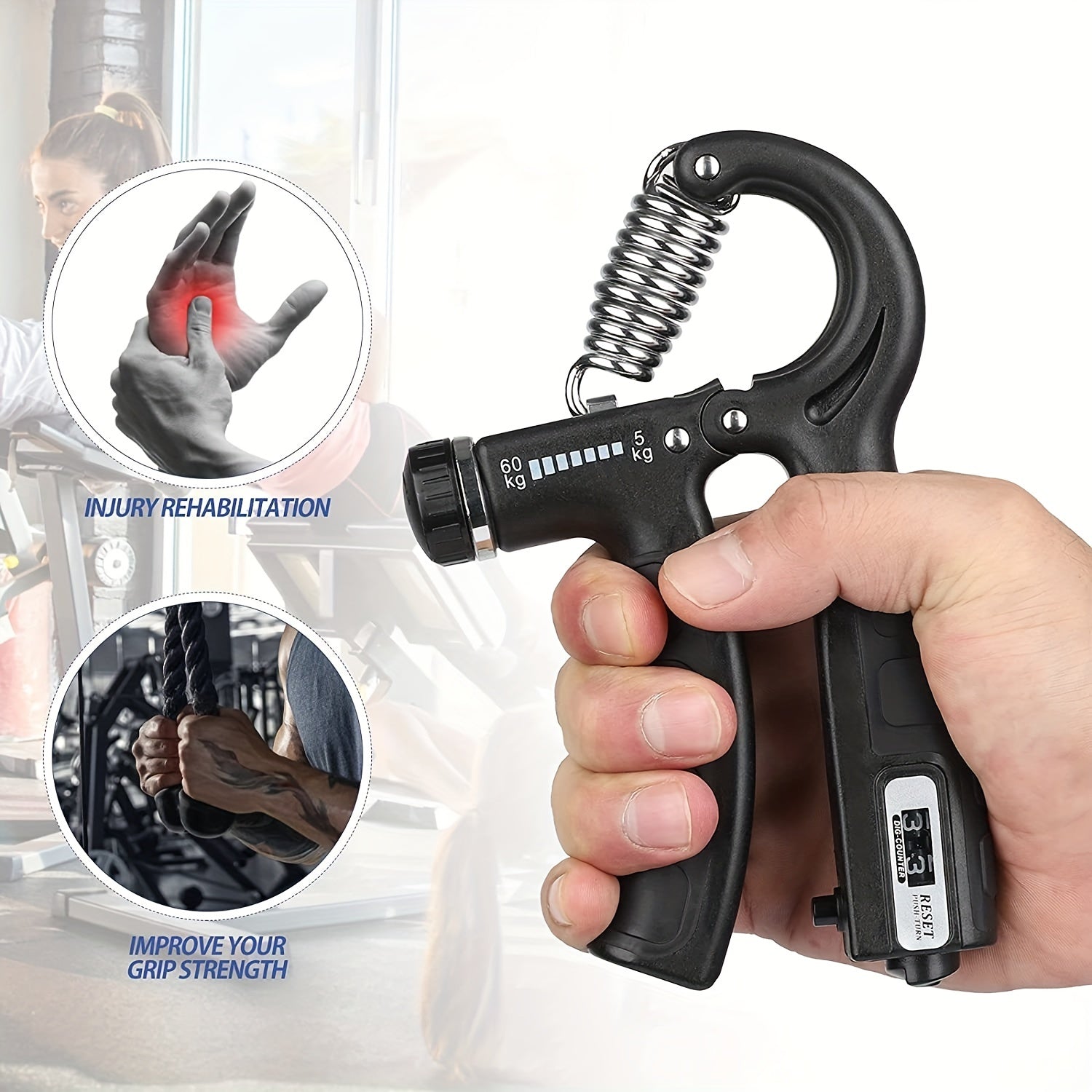 5pcs Ultimate Grip Strength Trainer Kit with Counter - Includes Adjustable Hand Gripper, Finger Exerciser, Relax Ball, and More - Perfect for Enhancing Hand Strength & Reducing Stress, Black, Relax Tools|Secure Strap Feature|Durable Polypropylene, Gym