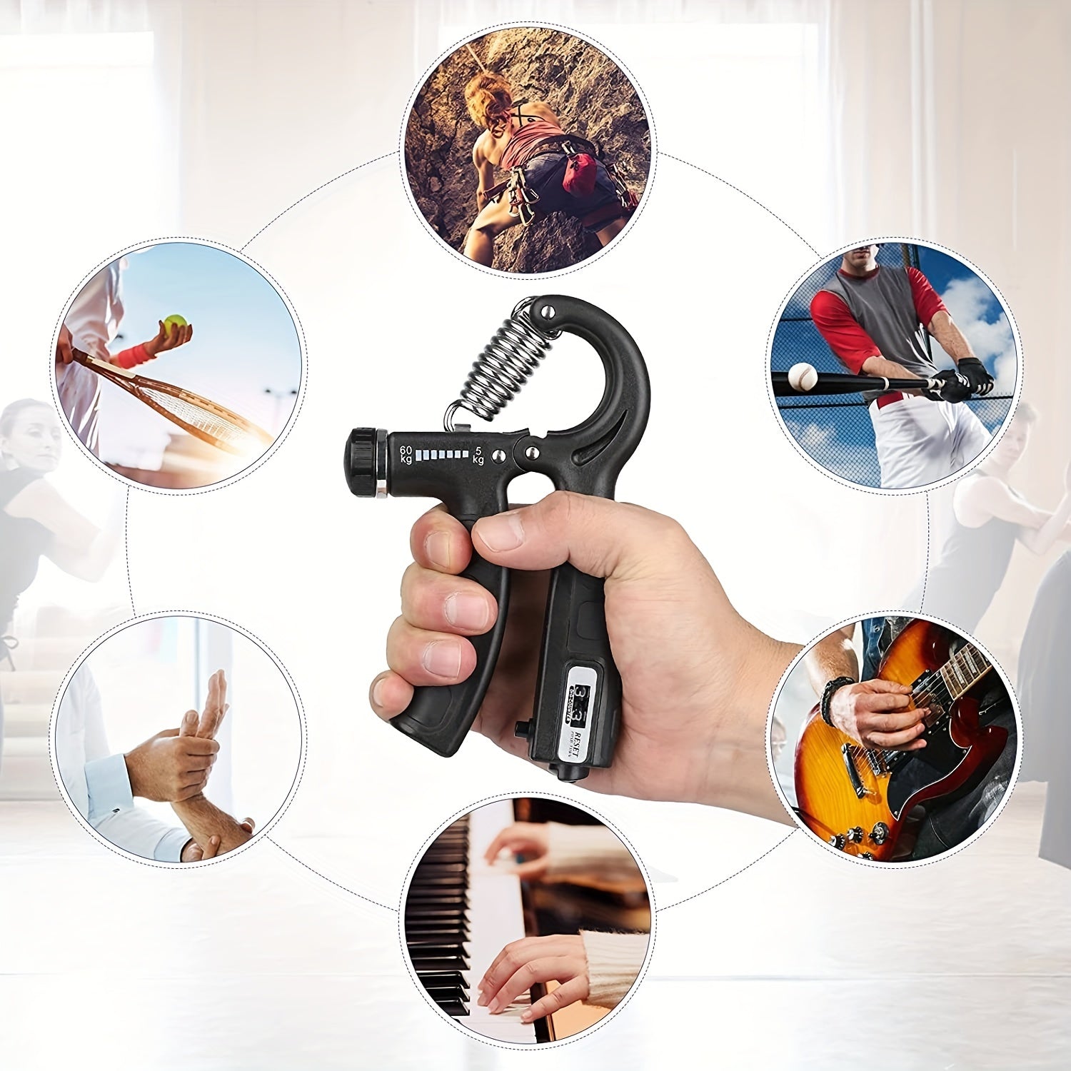 5pcs Ultimate Grip Strength Trainer Kit with Counter - Includes Adjustable Hand Gripper, Finger Exerciser, Relax Ball, and More - Perfect for Enhancing Hand Strength & Reducing Stress, Black, Relax Tools|Secure Strap Feature|Durable Polypropylene, Gym
