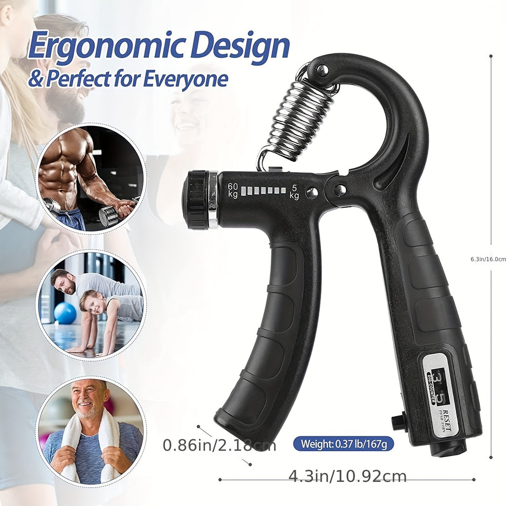 5pcs Ultimate Grip Strength Trainer Kit with Counter - Includes Adjustable Hand Gripper, Finger Exerciser, Relax Ball, and More - Perfect for Enhancing Hand Strength & Reducing Stress, Black, Relax Tools|Secure Strap Feature|Durable Polypropylene, Gym