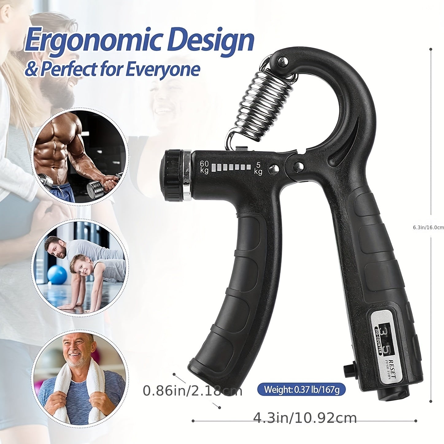 5pcs Ultimate Grip Strength Trainer Kit with Counter - Includes Adjustable Hand Gripper, Finger Exerciser, Relax Ball, and More - Perfect for Enhancing Hand Strength & Reducing Stress, Black, Relax Tools|Secure Strap Feature|Durable Polypropylene, Gym