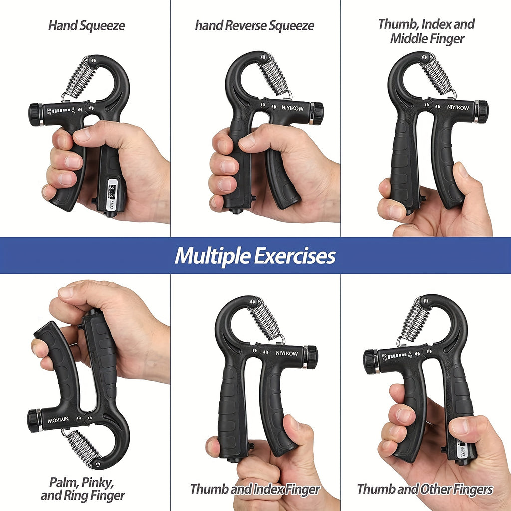 5pcs Ultimate Grip Strength Trainer Kit with Counter - Includes Adjustable Hand Gripper, Finger Exerciser, Relax Ball, and More - Perfect for Enhancing Hand Strength & Reducing Stress, Black, Relax Tools|Secure Strap Feature|Durable Polypropylene, Gym